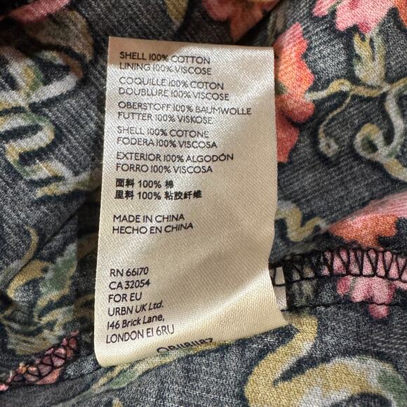 Free People Large Bessie Corduroy Mini Dress Floral Puff Sleeves Sweatheart Neck - Picture 14 of 14